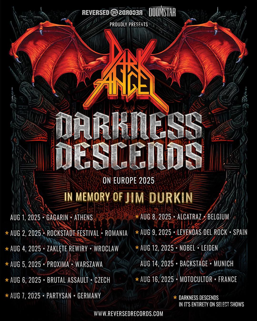 Dark Angel Darkness Descends & Extinction Level Event Tour Poster 2025